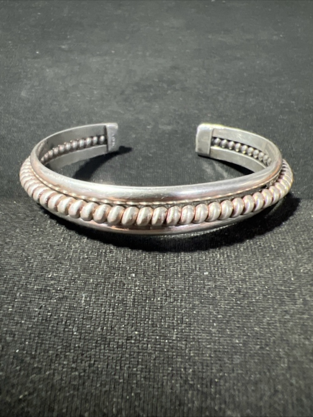 Vintage Navajo TAHE Sterling Silver Cable Rope Cuff Bracelet 21.2g Size 6.25